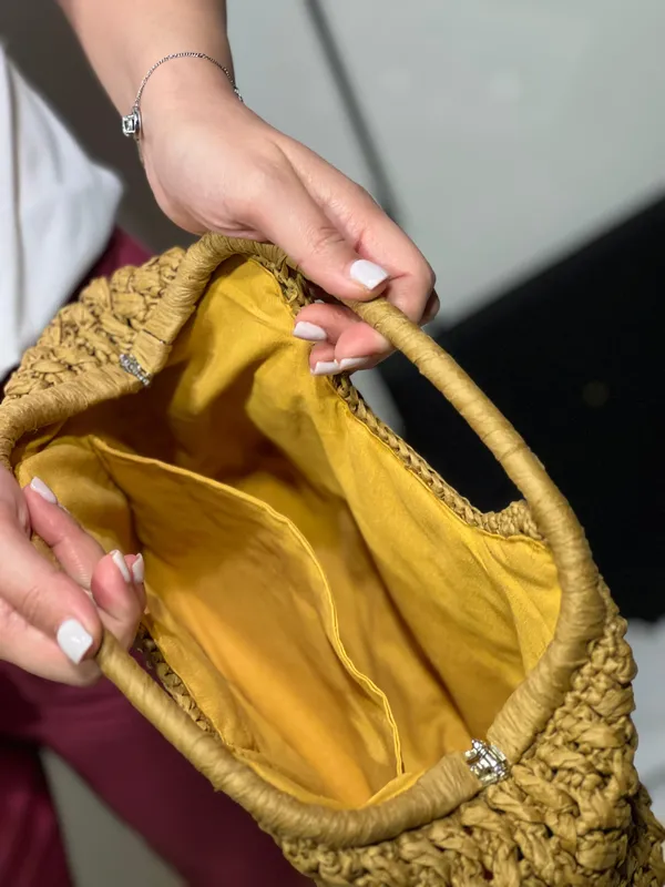 Natural Straw Bag Woven with Imported Raffia