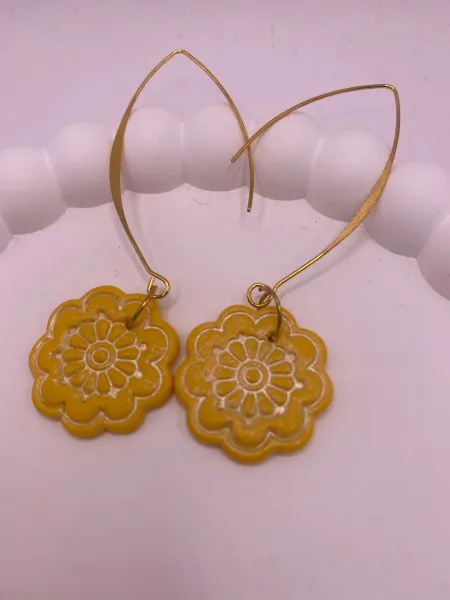 Modern Sarı Küpe