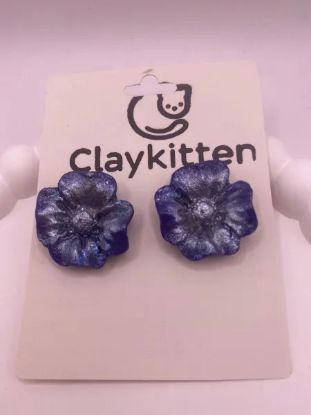 Çiçek Desen Mor Polimer Kil Küpe