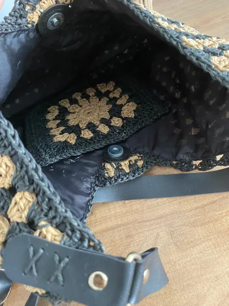 Üçgen Model Dedenli Renkli Hasır Yazlık Omuz Çantası