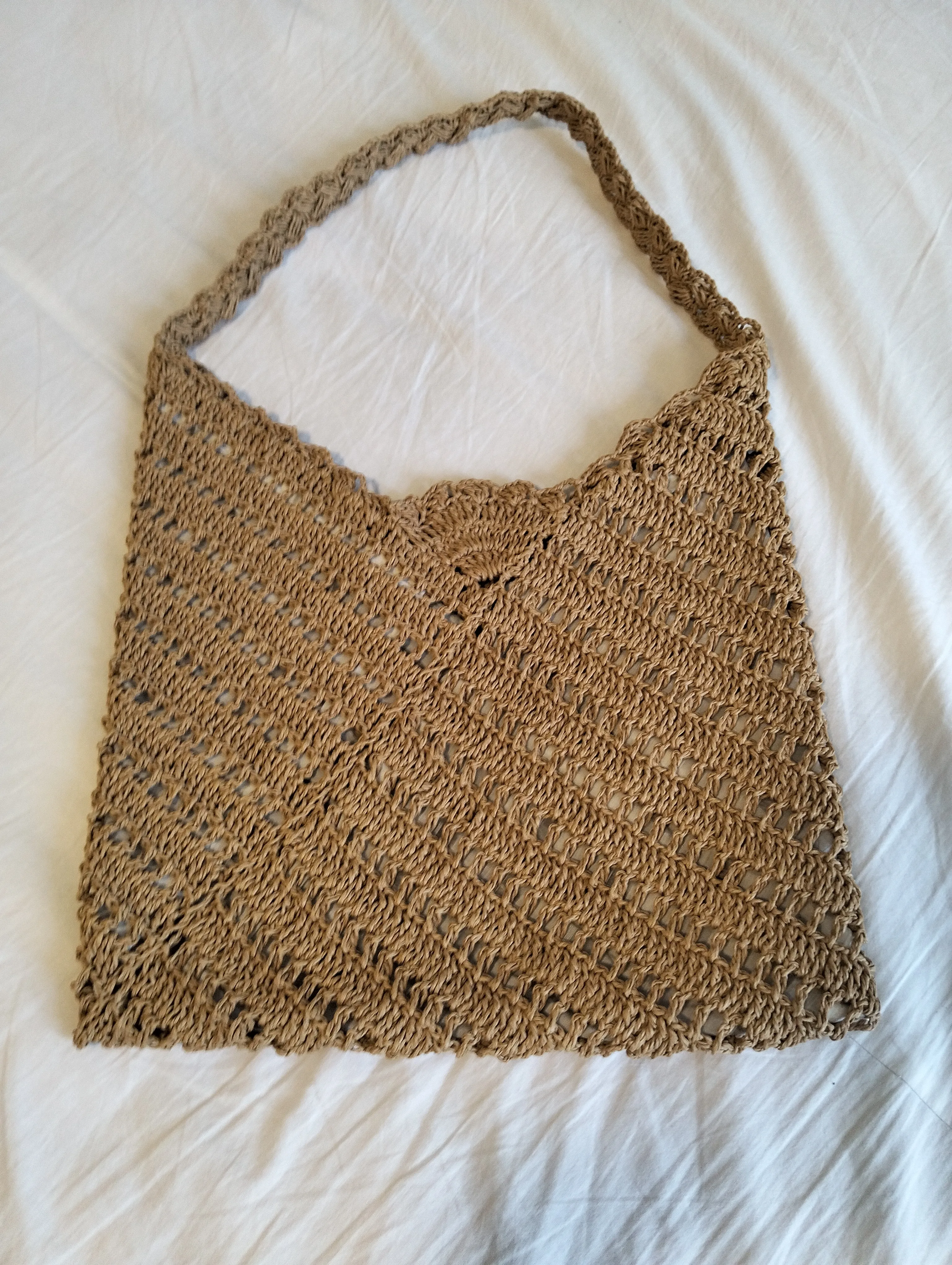 Natural Color Paper Rope Hand Knitted Shoulder Bag
