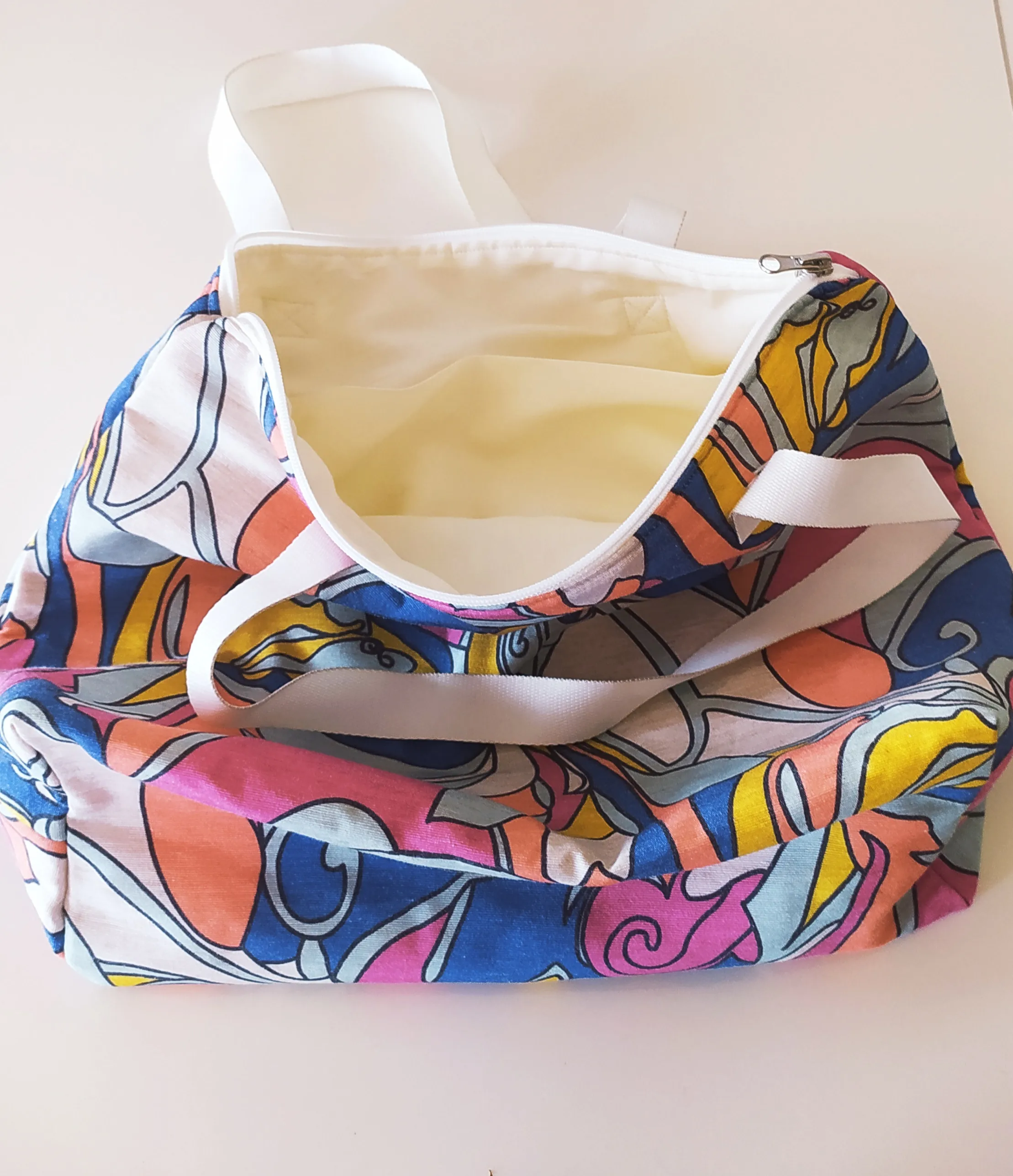 Colorful Patterned Zippered Fabric Bag