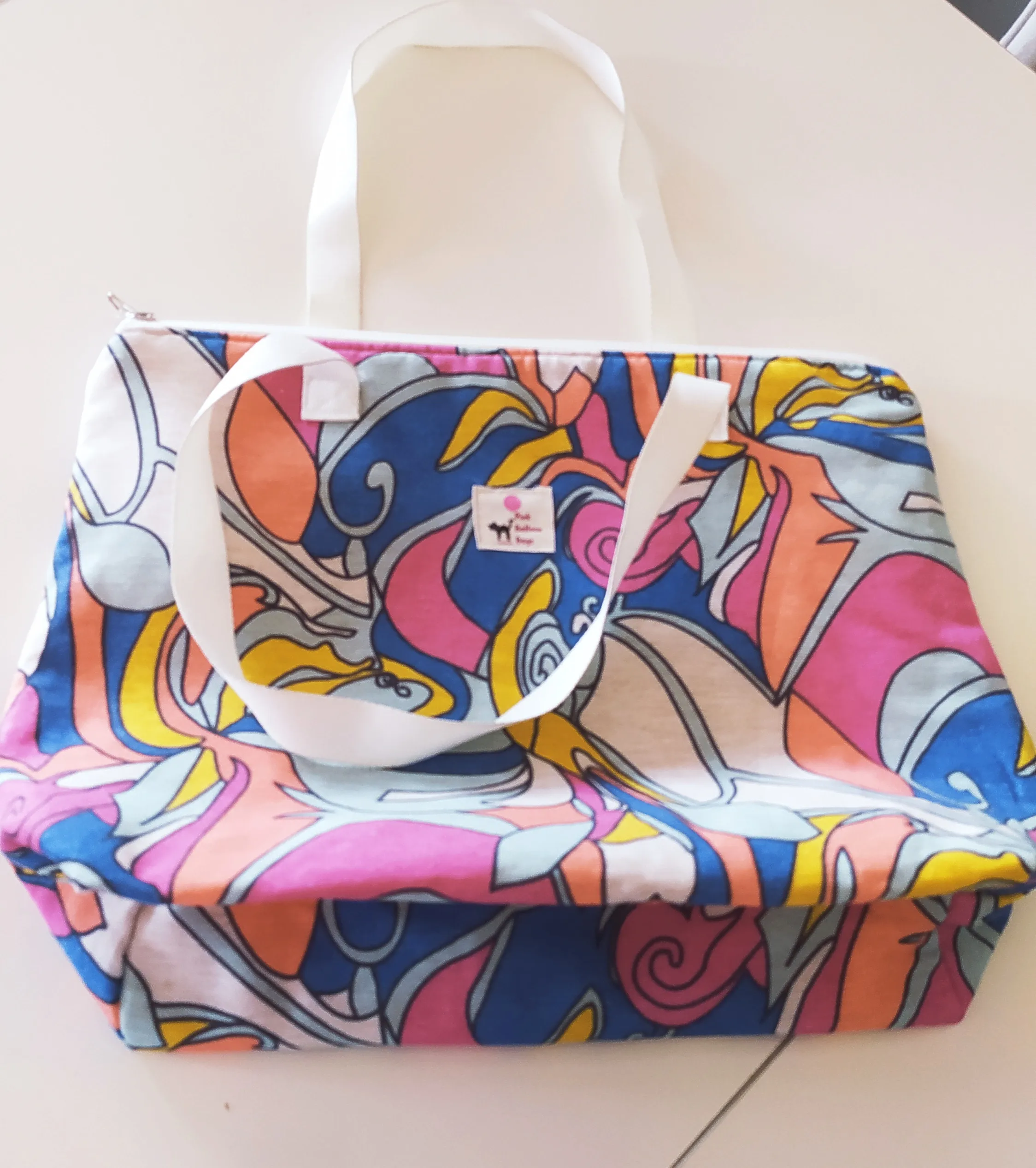 Colorful Patterned Zippered Fabric Bag