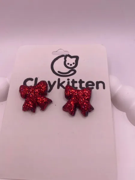 Kırmızı Simli Fiyonk Küpe