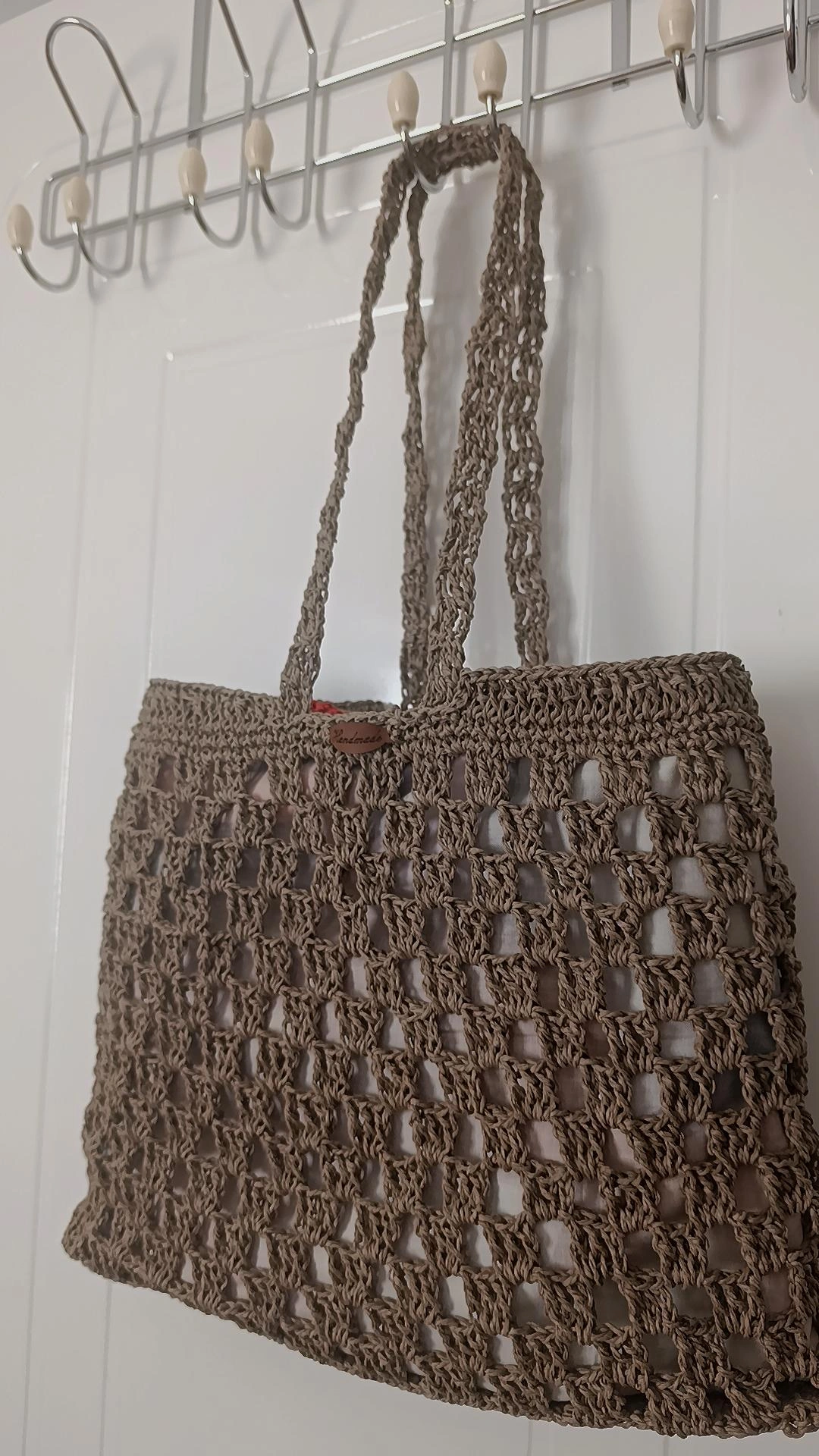 Askılı Hasır Kol Çantası Kahverengi Doğal ve Şık