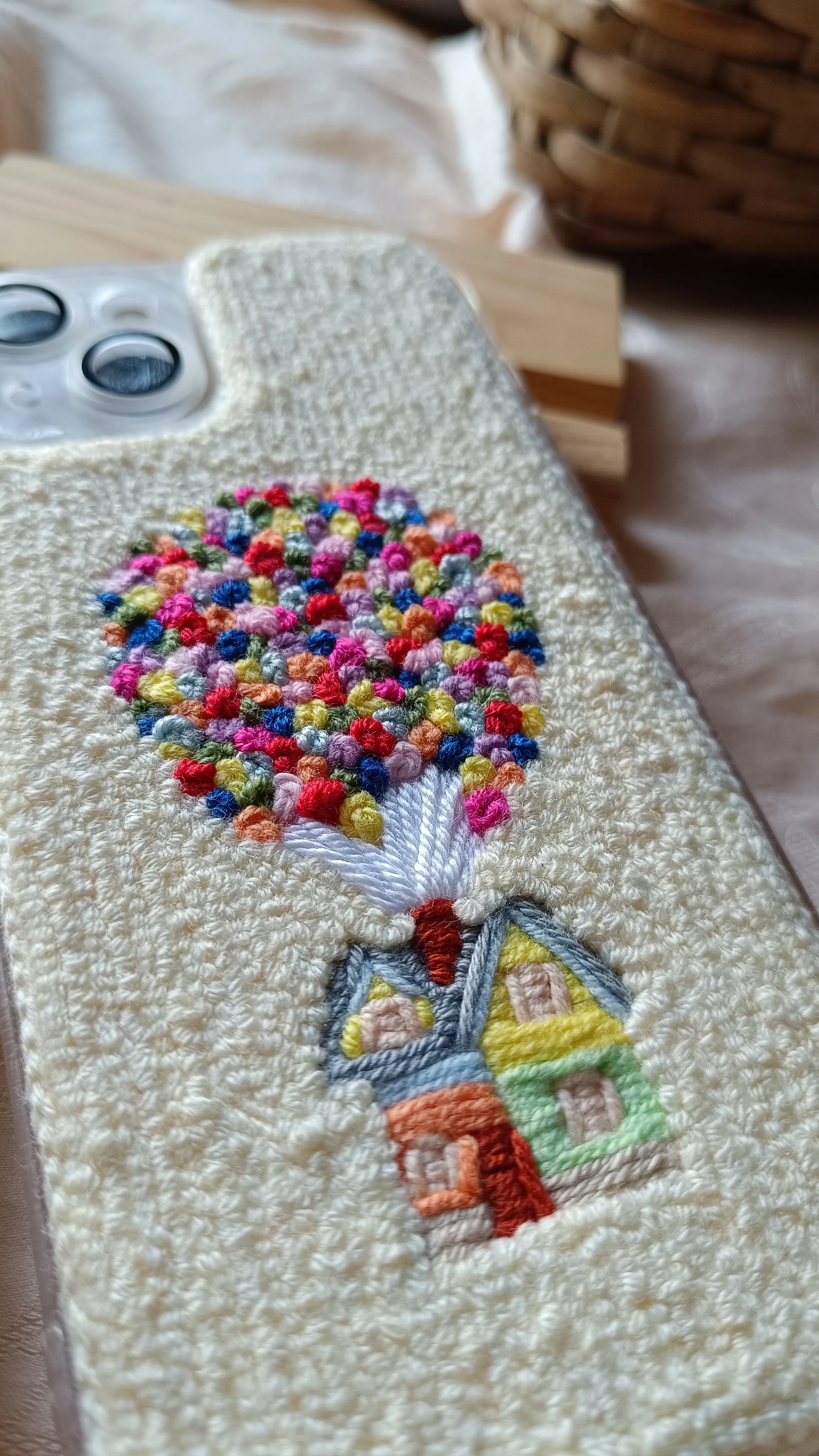 iPhone 14 Pro Max Compatible UP Patterned Handmade Punch Embroidered Phone Case