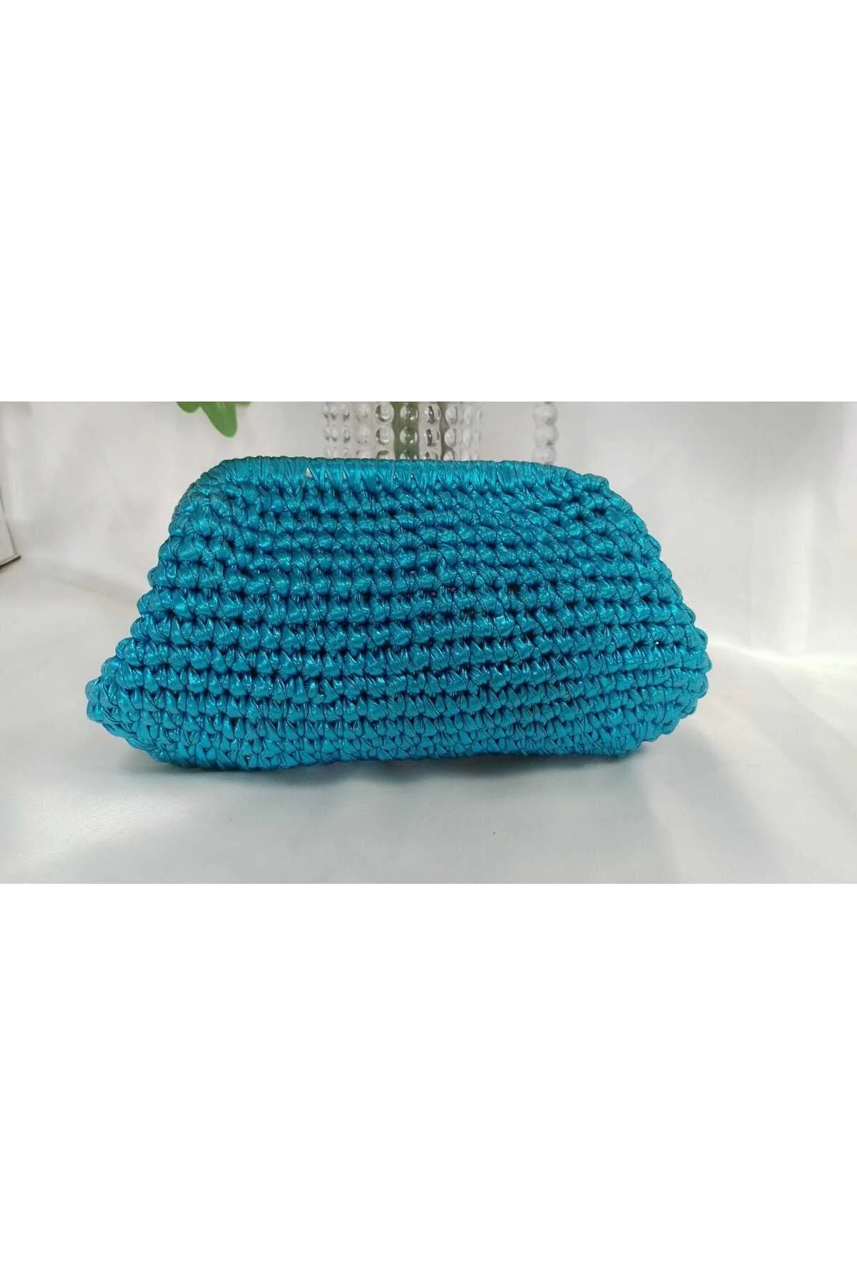 Mavi Deri İp Çanta Alaçatı Stili