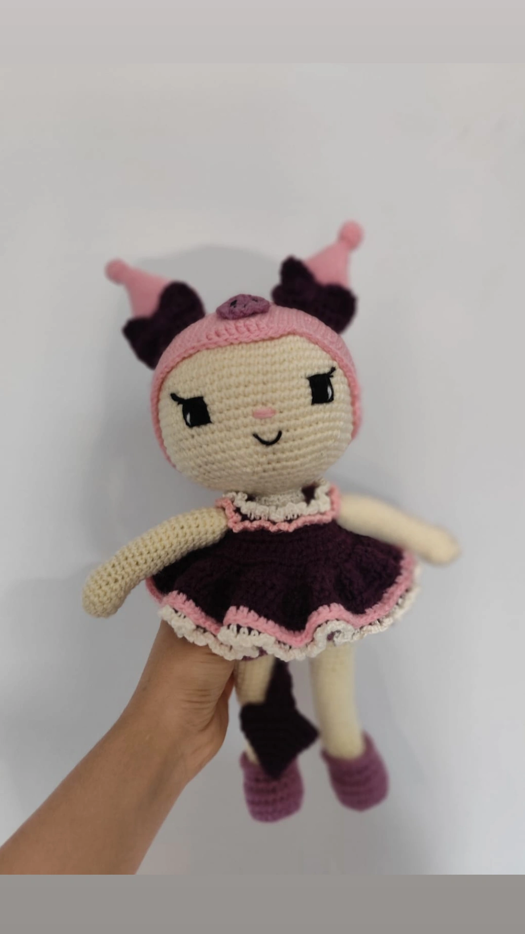 Handmade Amigurumi Crochet Doll - Purple Dress and Cute Design Toy