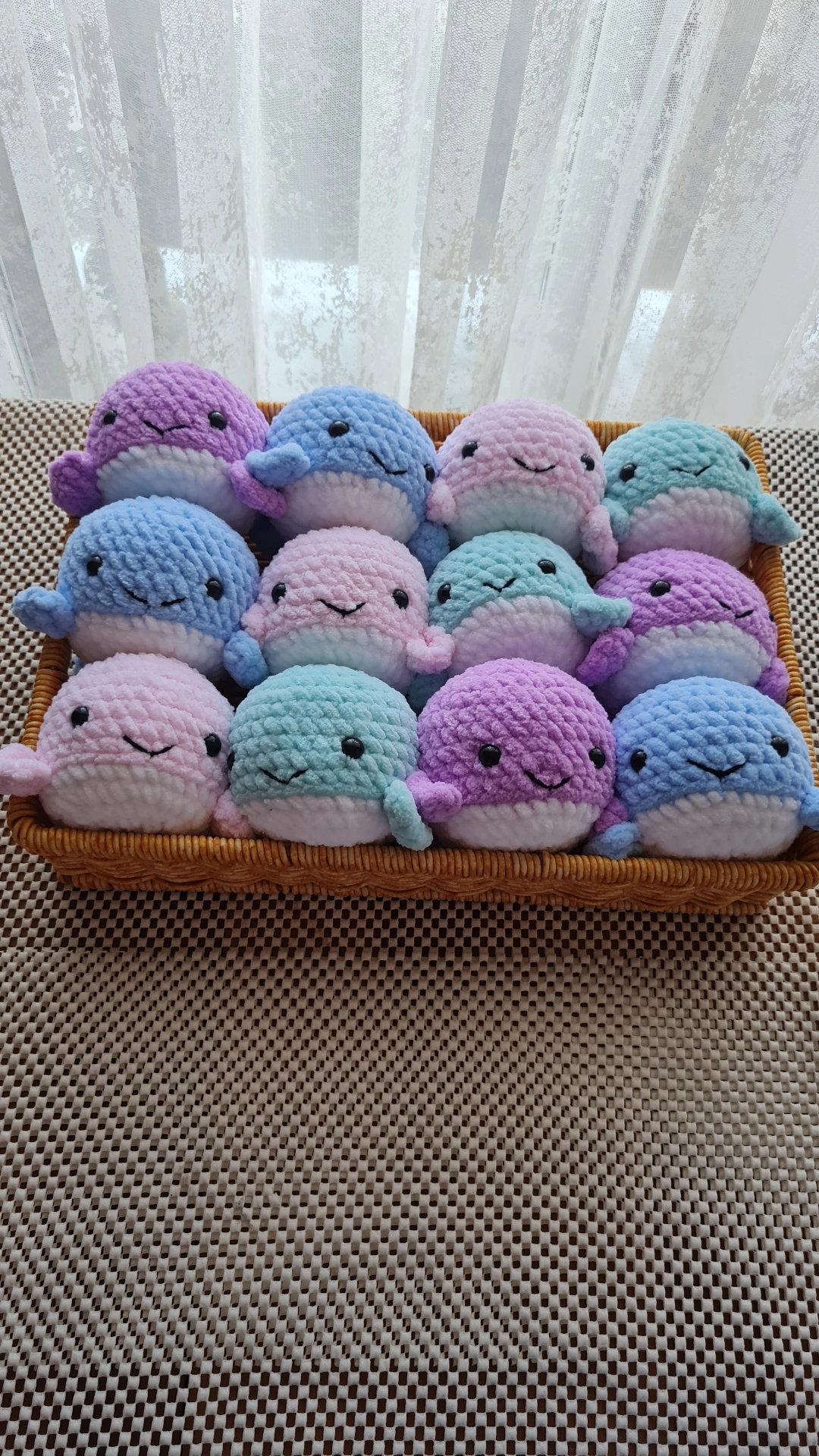 Amigurumi Knitted Keychain Whale Set of 12 - Handmade Toy