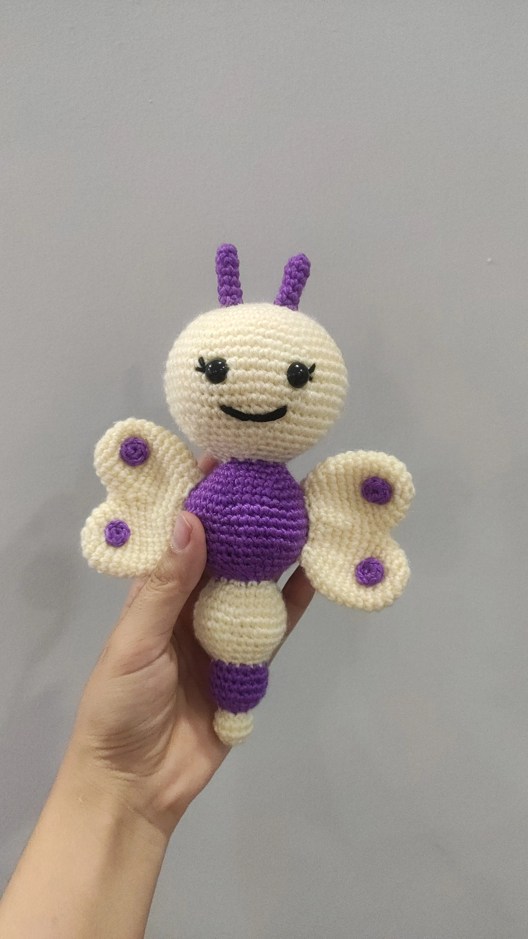 Knitted Butterfly Rattle - Amigurumi Toy Baby and Baby Gift