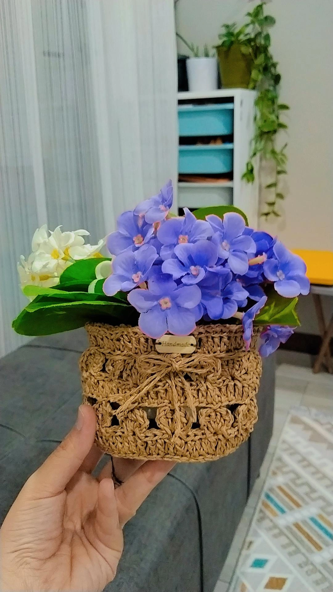 Wicker Knit Pot Basket - Decorative Handmade Flower Pot