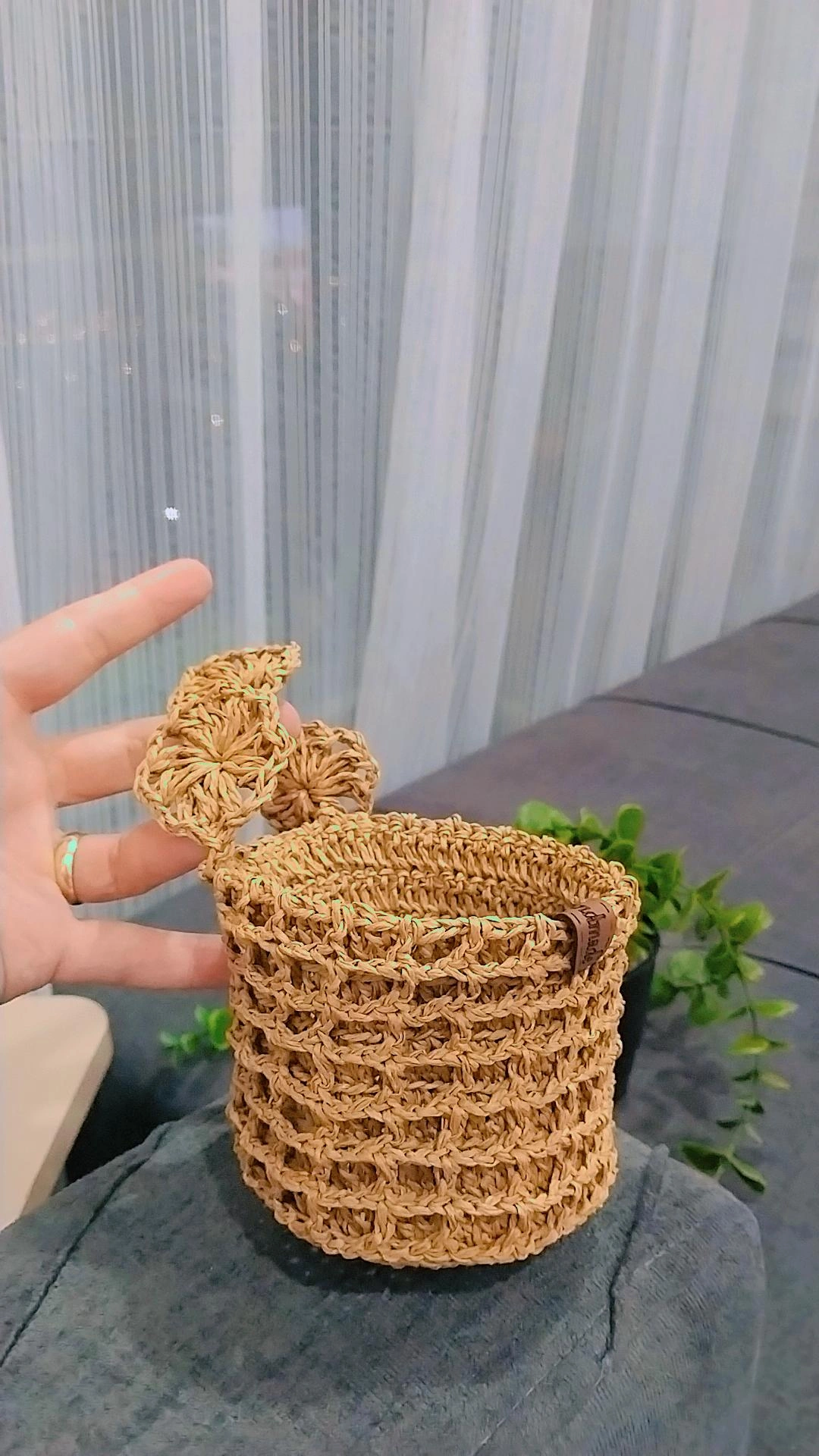 Wicker Knit Pot Basket - Flower Hanging Decorative Basket