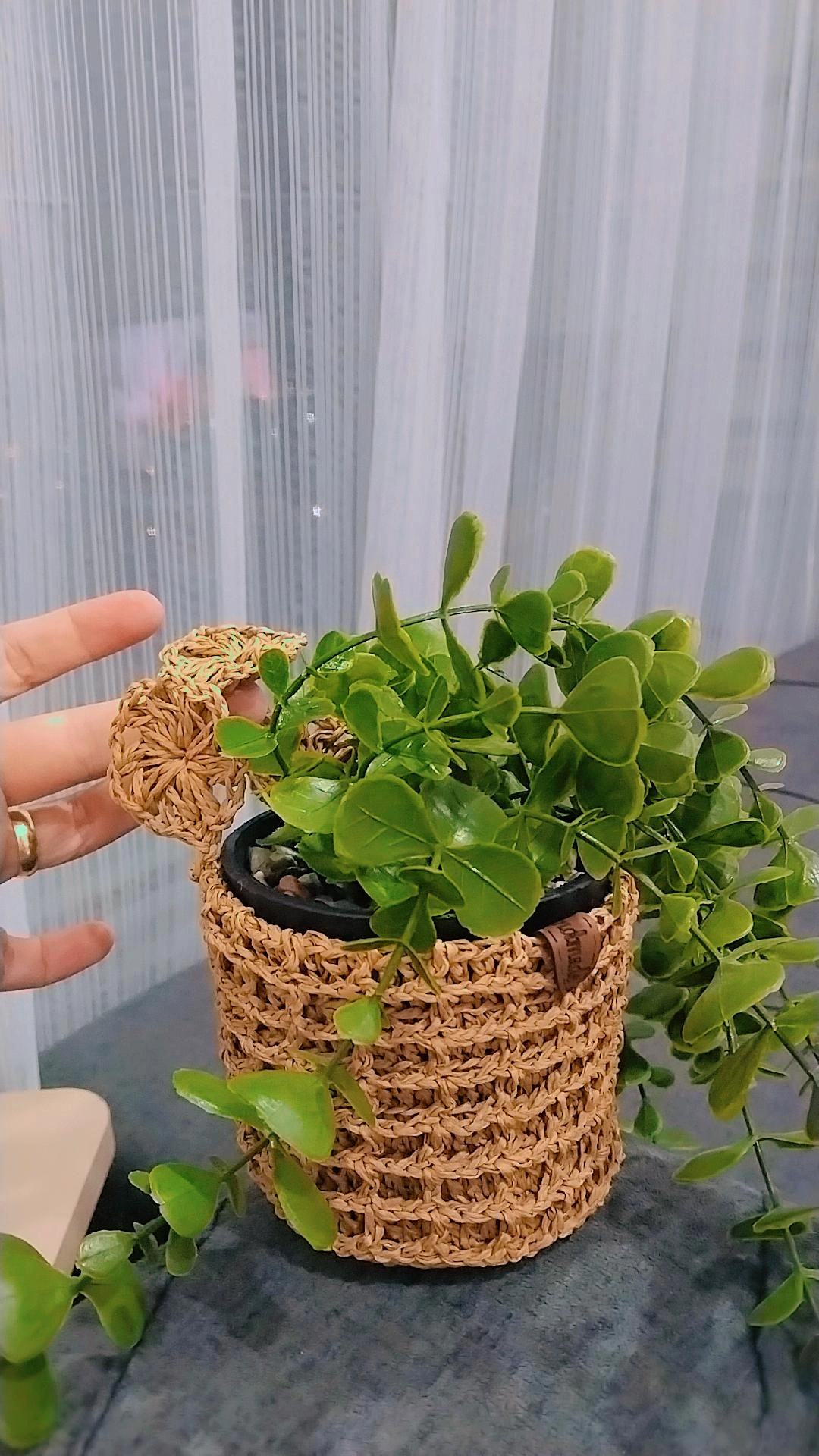 Wicker Knit Pot Basket - Flower Hanging Decorative Basket