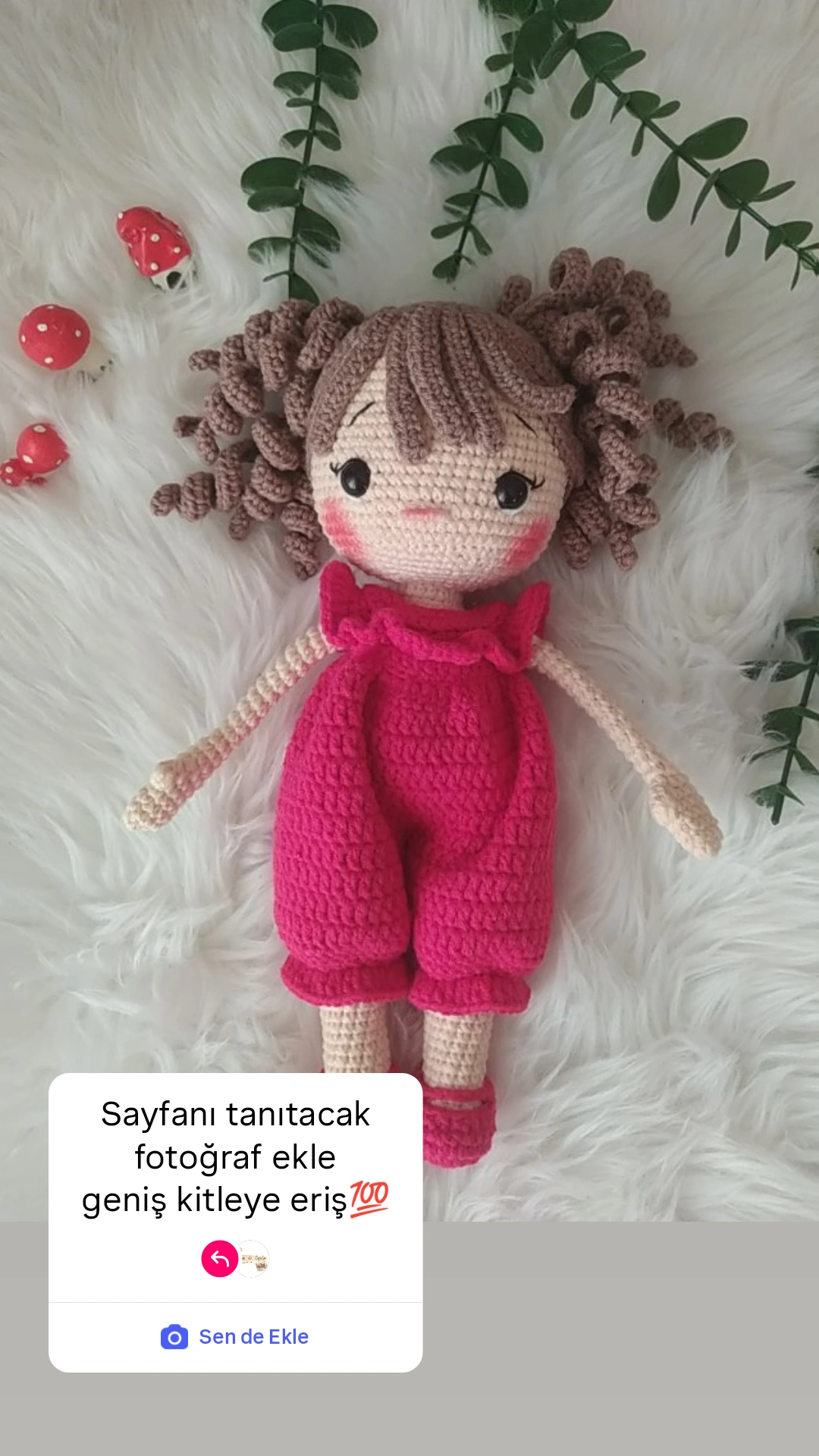 Pink Jumpsuit Knitted Toy Girl Doll - Amigurumi Doll