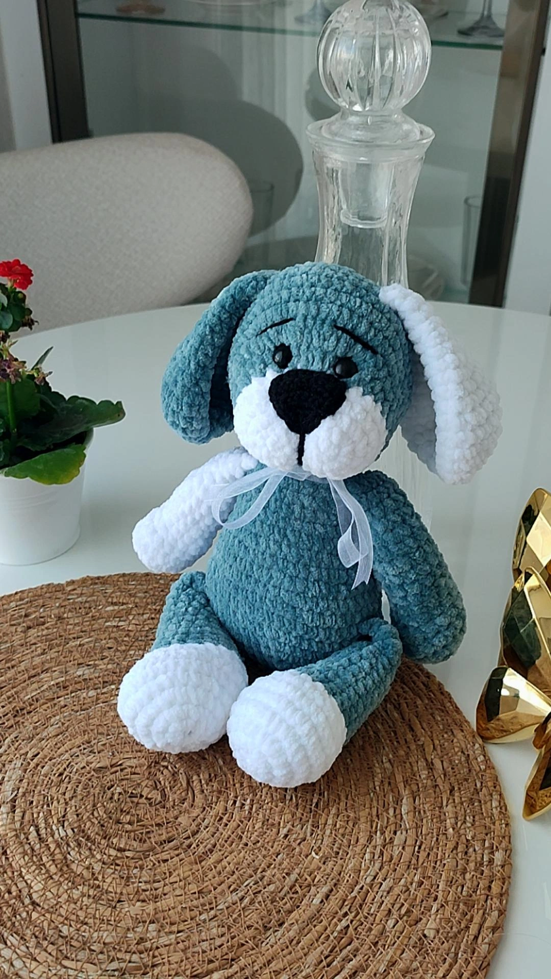 Mavi Amigurumi Oyuncak Köpek - Organik Pamuk İpliği ile El Yapımı