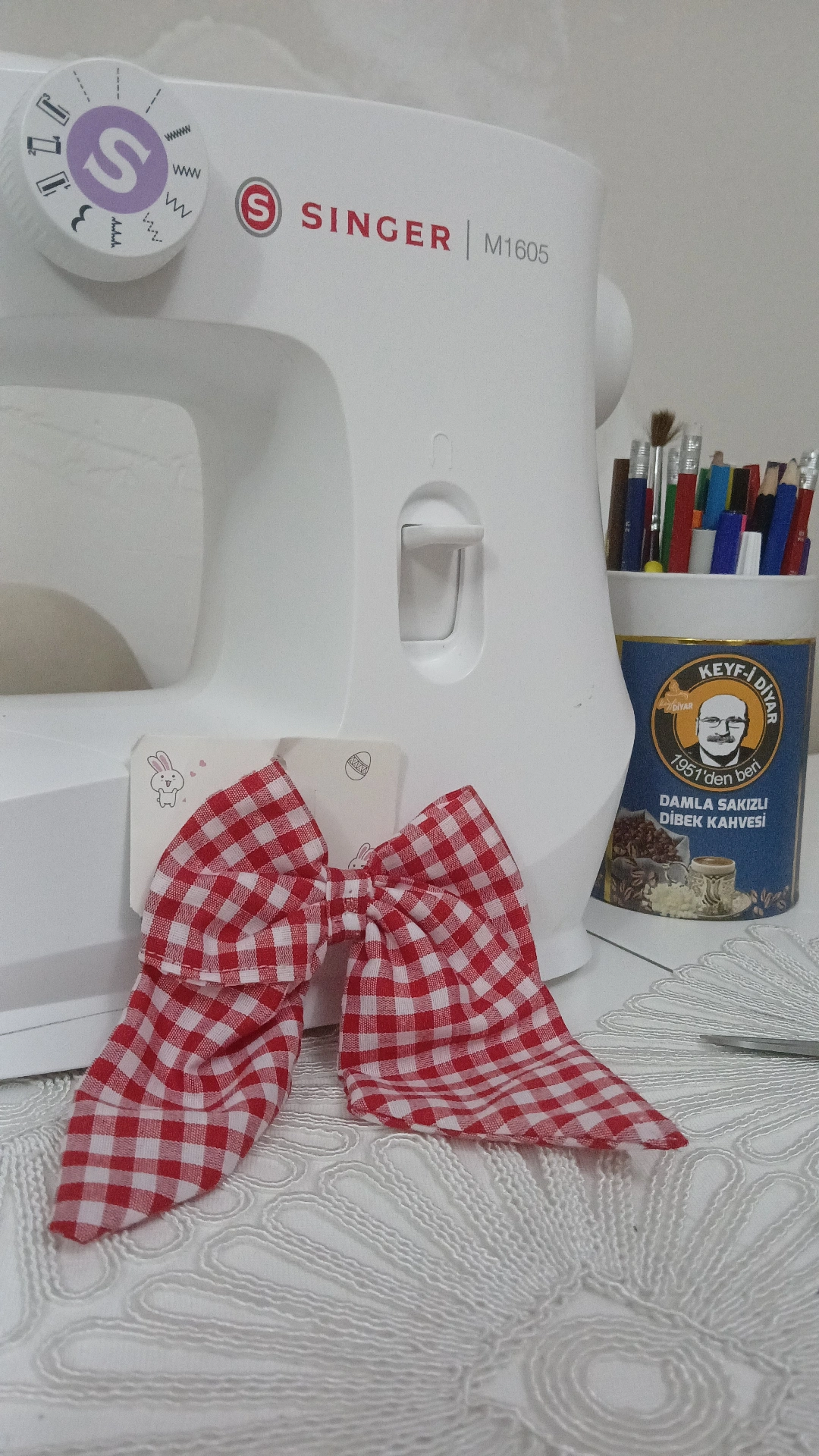 ❤️ Kırmızı Beyaz Pötikare Desenli Büyük Fiyonk Saç Tokası | El Yapımı Butik Toka