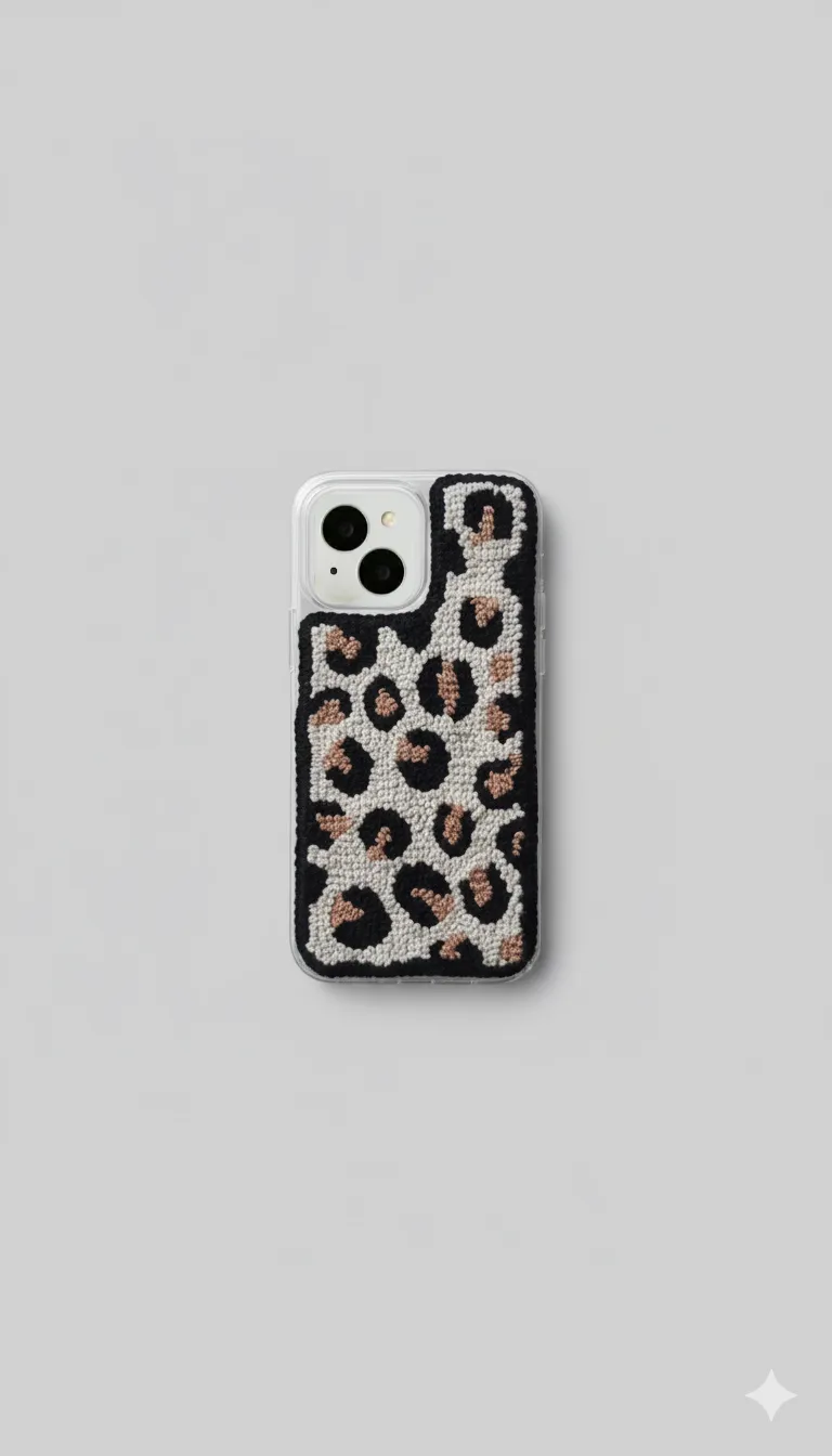 iPhone 15 Plus Uyumlu Leopar Desen Punch Telefon Kılıfı