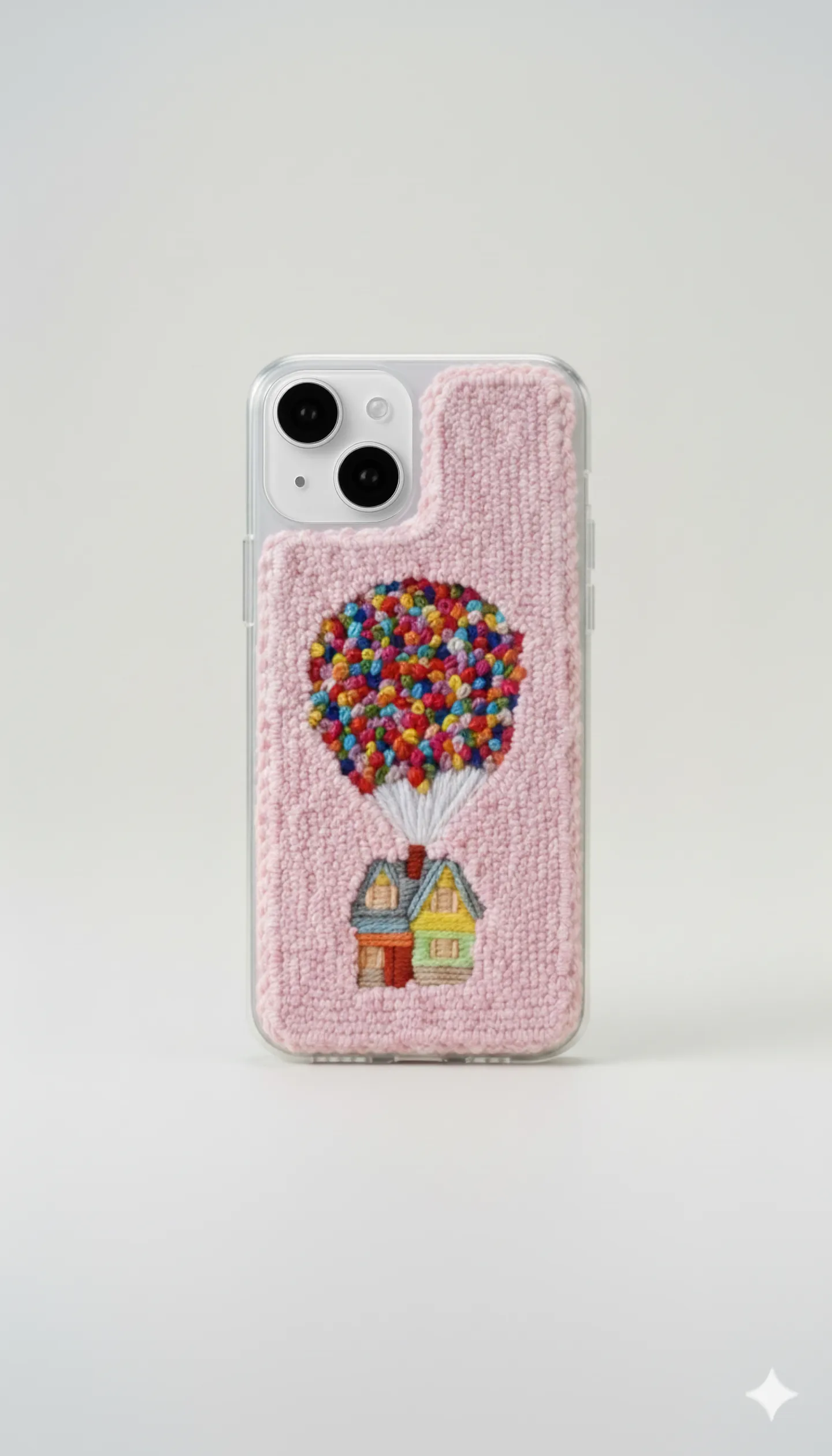 iPhone 15 Plus Pembe Punch Nakışlı Up Desenli Telefon Kılıfı