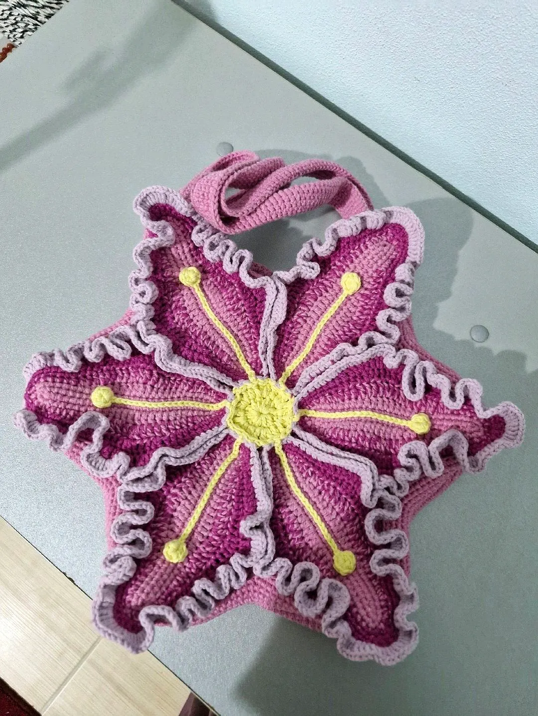 Çiçek Desenli Örgü Lily Çanta - El Emeği Göz Nuru