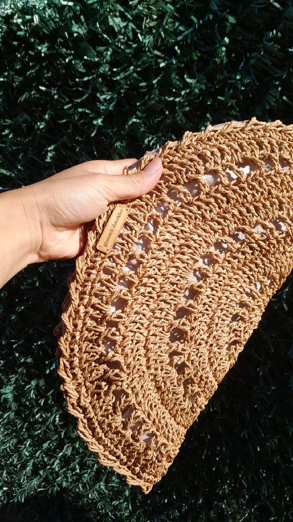 Kağıt İpten Örme Yarım Ay Çanta - Özel Tasarım ve El Emeği