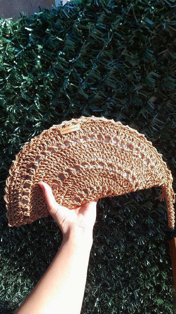 Kağıt İpten Örme Yarım Ay Çanta - Özel Tasarım ve El Emeği