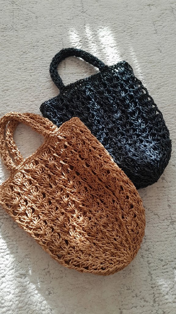 Midye Model Örgü Hasır Çanta - Kağıt İpten El Emeği