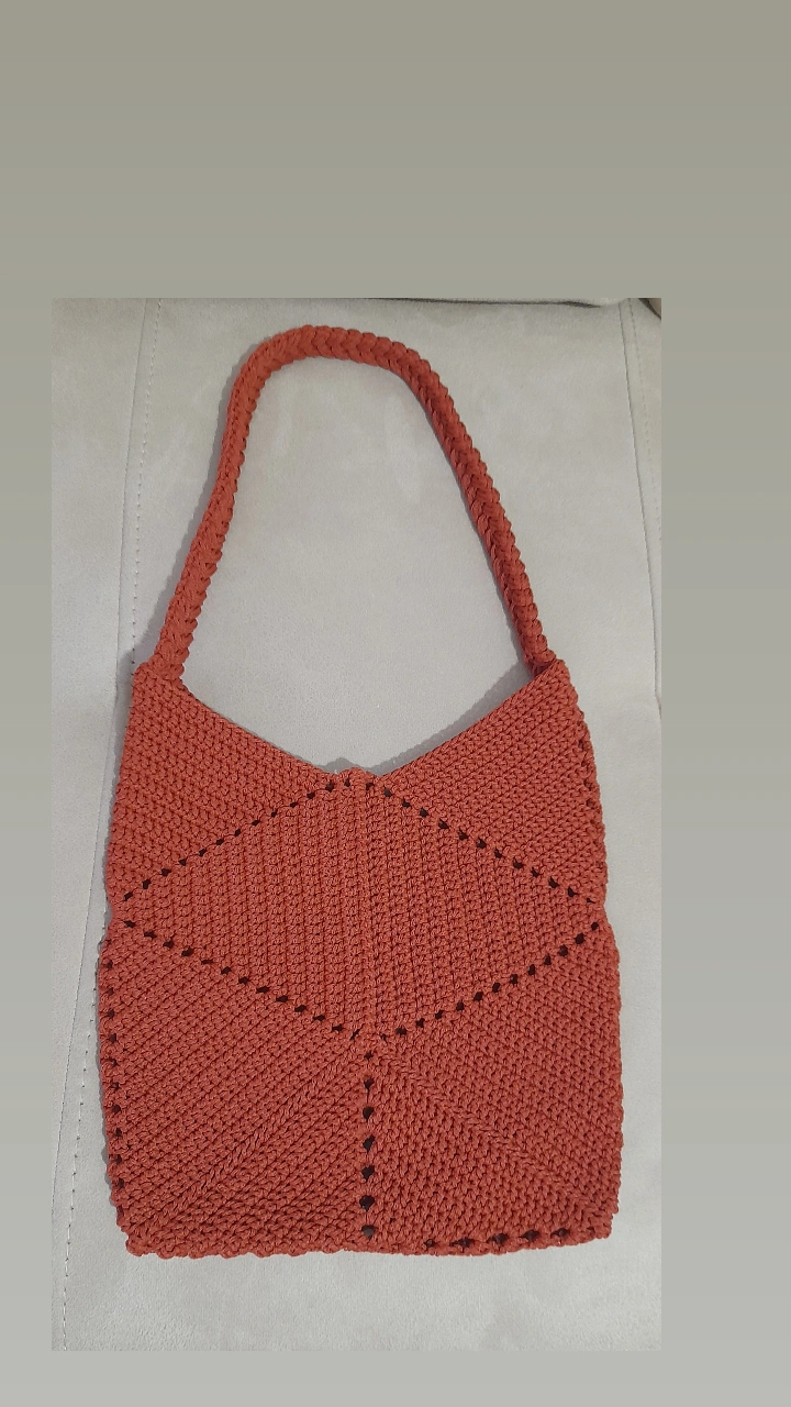 Kiremit Rengi El Yapımı Makrome Omuz Çantası - Şık ve Trend