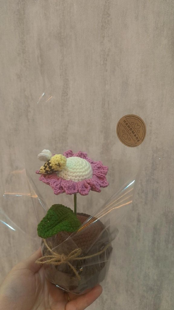 Örgü Saksı Çiçek Buketi - El Emeği Göz Nuru Hediye