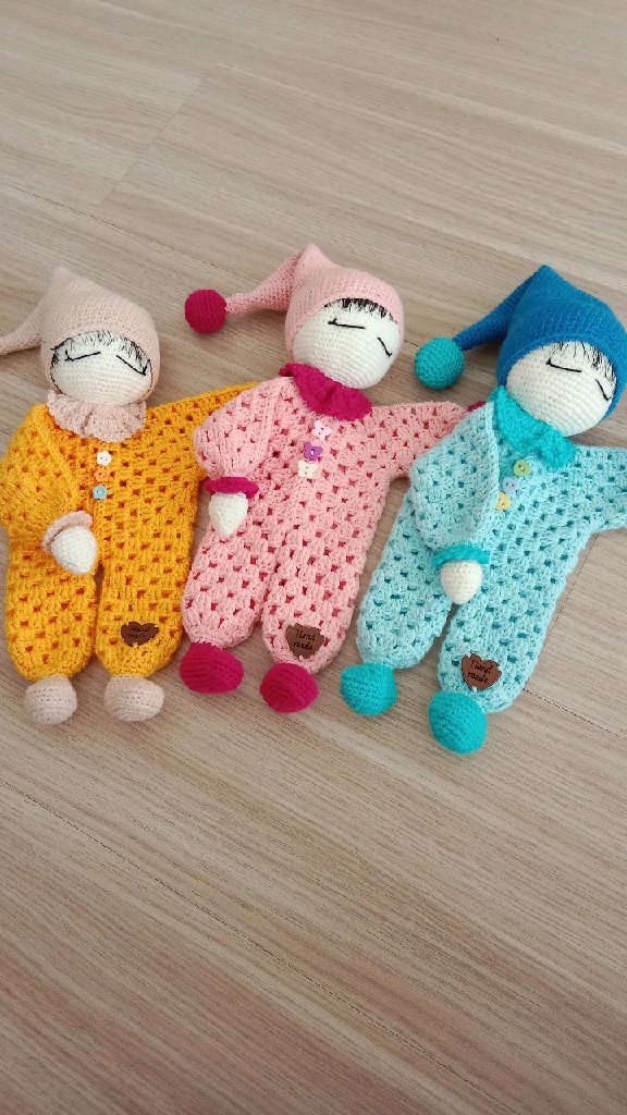 Beyaz Örgü Oyuncak Uyku Arkadaşı Bebek Ördek - El Emeği