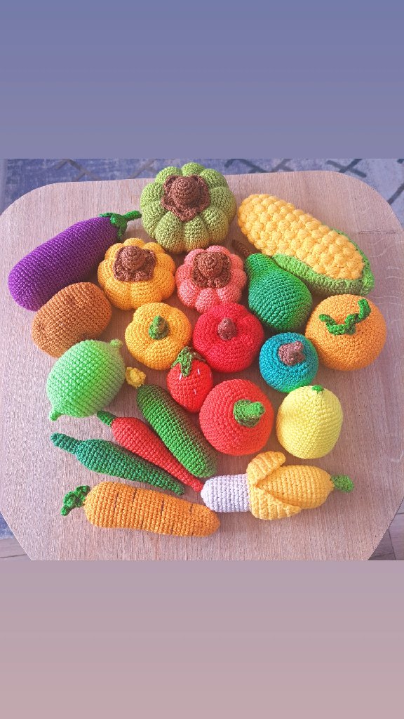 Örgü Oyuncak Sebze Meyve Seti - 20 Parça Amigurumi El Emeği