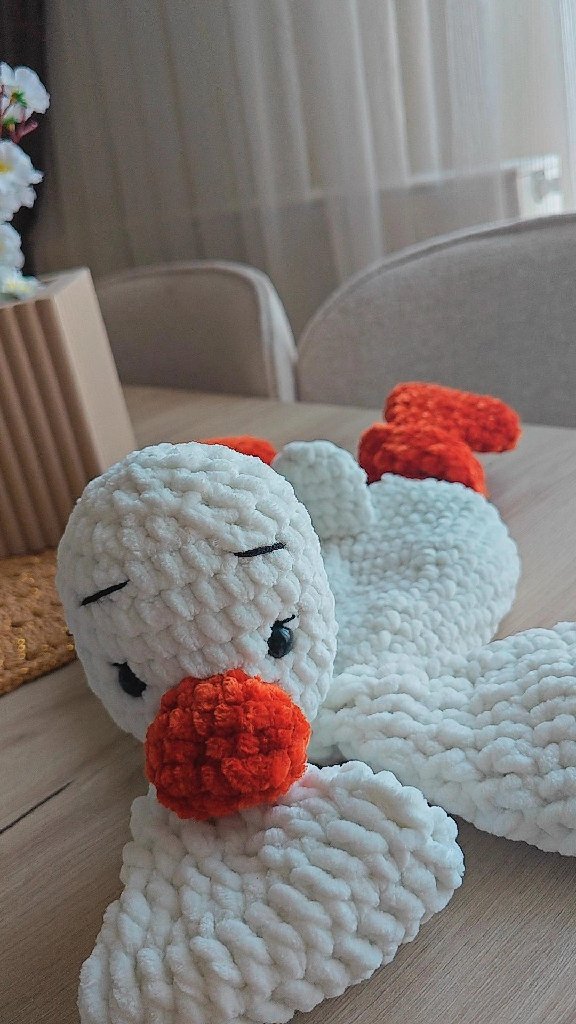 Organik Pamuk Örgü Uyku Arkadaşı Ördek Bebek Oyuncak - El Emeği