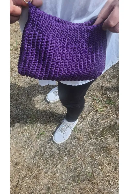 Hand Knitted Purple Shoulder Bag Natural and Stylish Design