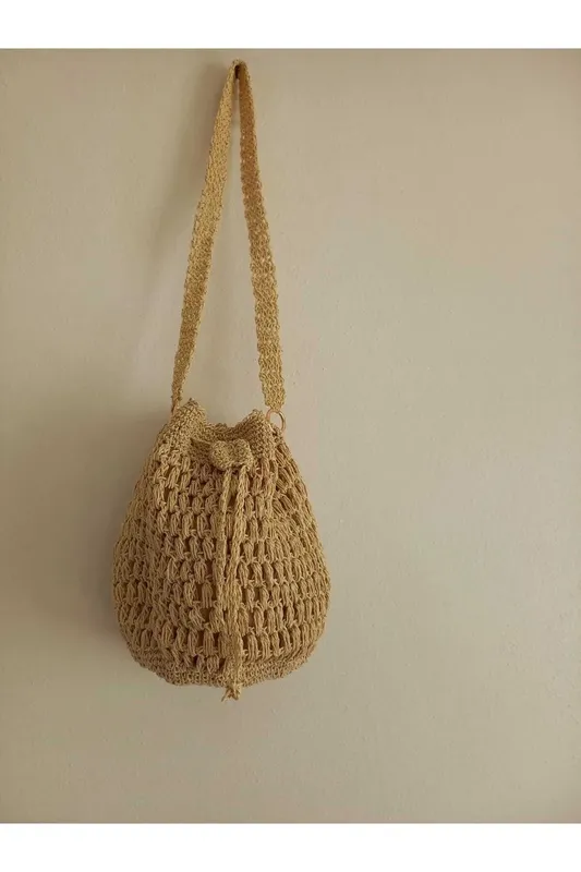 Hand Knitted Bag With A Wicker Look