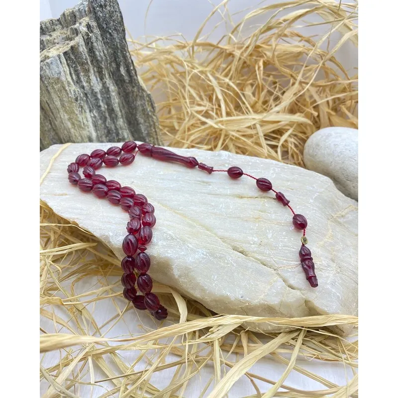Handmade Fire Amber Prayer Beads, Special Design with Hand-Carved Workmanship, Collectible Piece