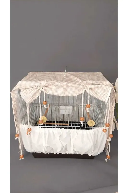 Stylish Wooden Beaded and Rope Cage Cover