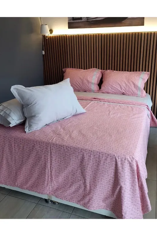 ÇİFT KİŞİLİK GÖKKUŞAĞI DESENLİ PEMBE NEVRESİM TAKIMI