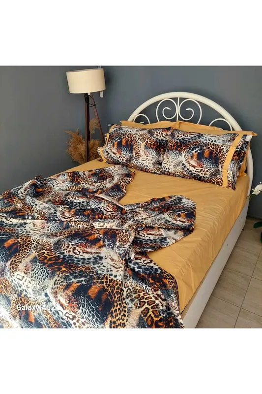 Digitally Printed Leopard Patterned Double Duvet Cover Set