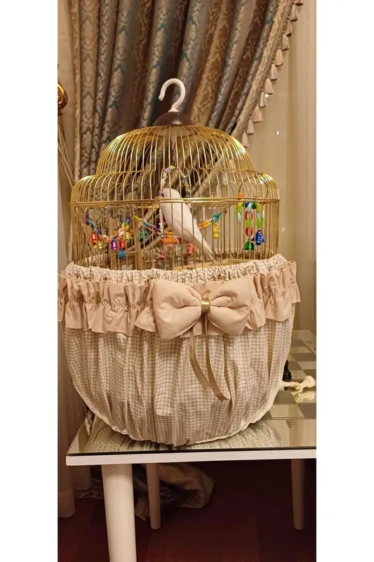 Fırfır ve Fiyonklu Yuvarlak  Kafes Örtüsü