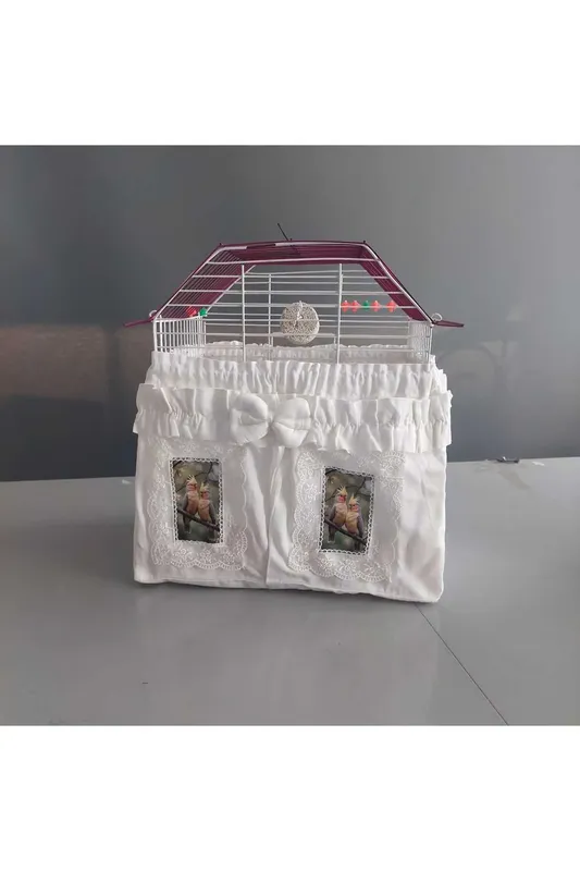 Kuş Resimli Motifli Kuş Kafesi Tülü