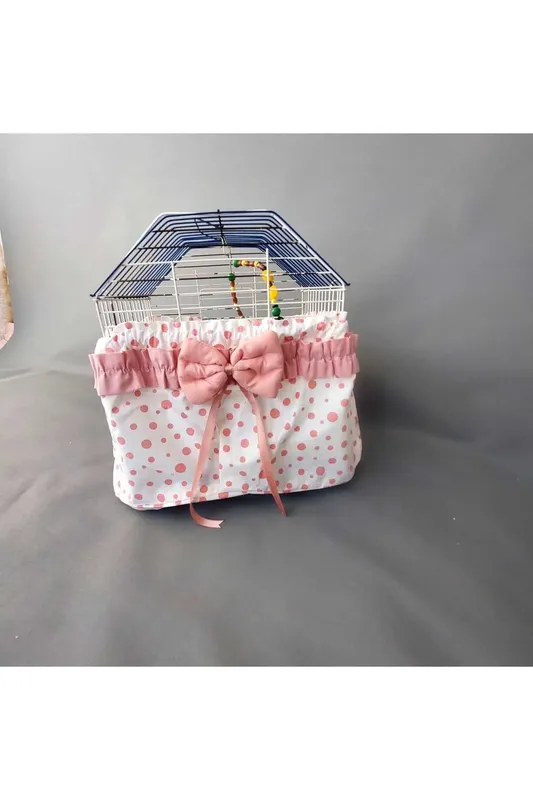 Pembe Papyon Desenli Kuş Kafesi Örtüsü