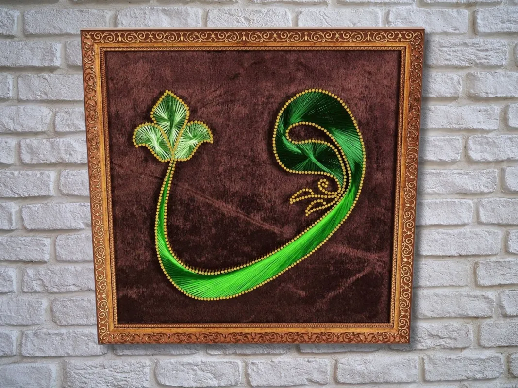 Vav Letter Philography Painting Handmade Green Color 40x40 cm