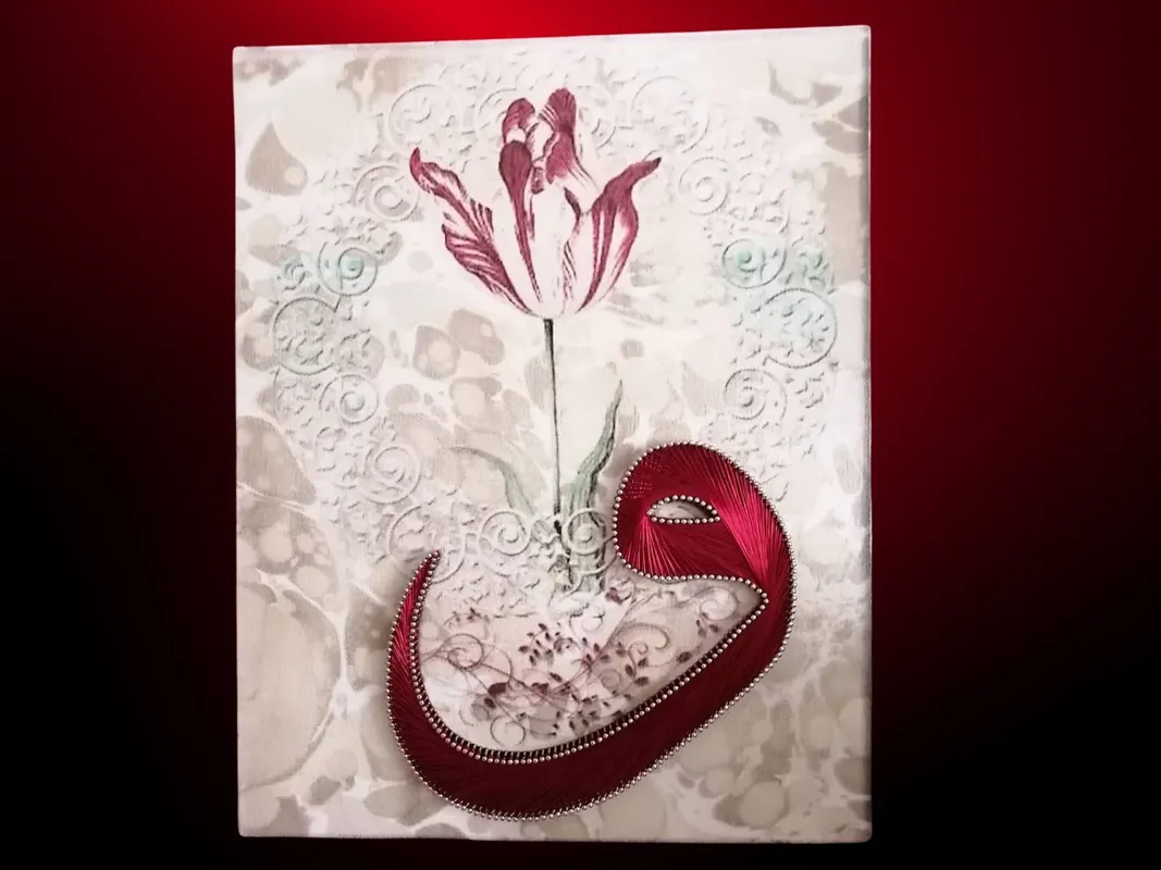 Mor Vav Harfi Filografi Tablo  30x50 cm El Yapımı İslami Duvar Sanatı