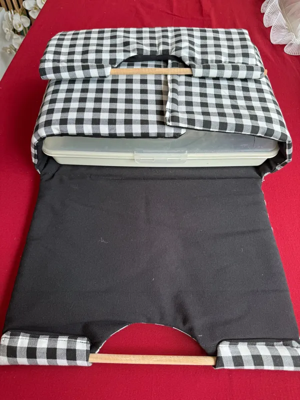 Picnic Wooden Handle Velcro Cake Case 30x40 cm Practical Protective Cake Bag