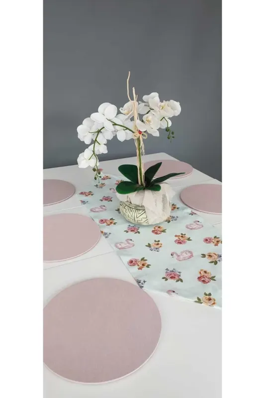 Pembe Beyaz Çiçek Motifli Supla Set