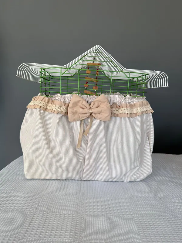 Cappuccino colored ribbon bird cage tulle