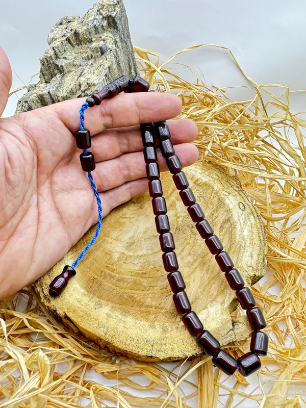 Özel Ateş Kehribar Kullanılarak Yapılan El Yapımı Tesbih