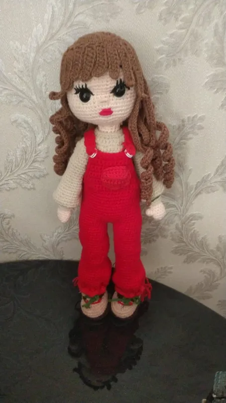 Mira Doll with Red Hair and Handmade Overalls