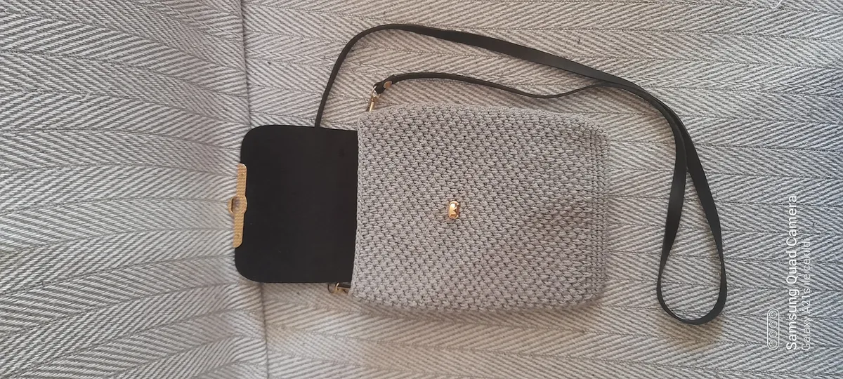 Handmade Macrame Crossbody Bag with Leather Cover