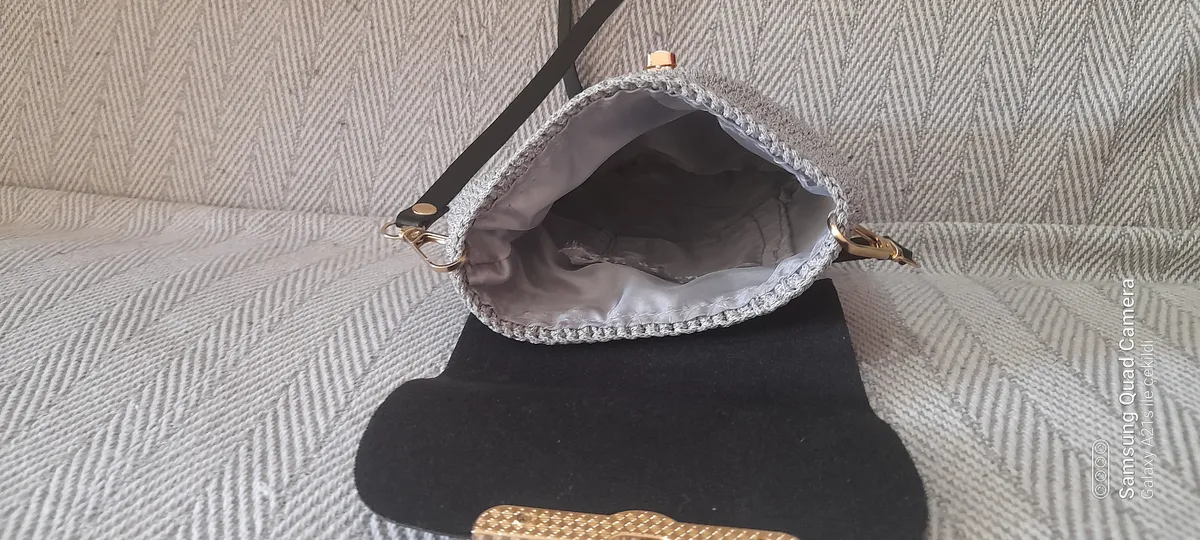Handmade Macrame Crossbody Bag with Leather Cover