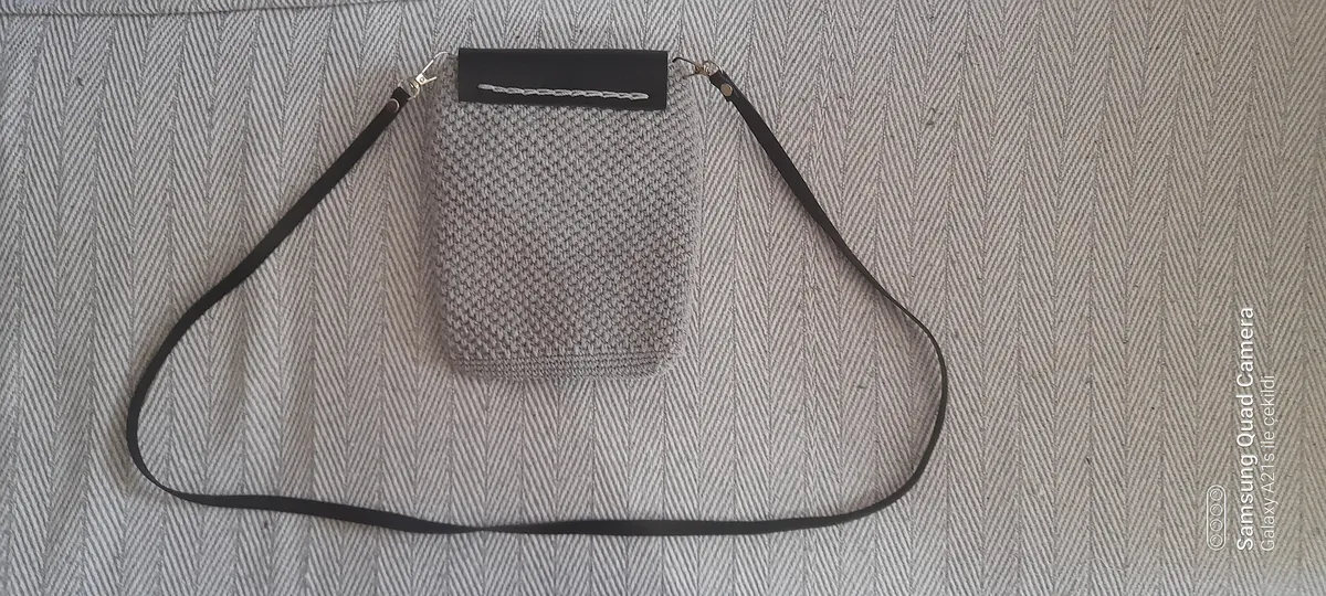 Handmade Macrame Crossbody Bag with Leather Cover